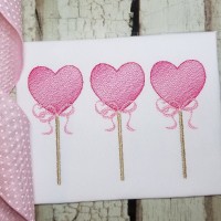 Heart Sucker Trio Embroidery Design - Sketch Stitch